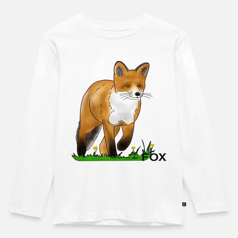 Fuchs - Kinder Premium Bio Langarmshirt - Weiß