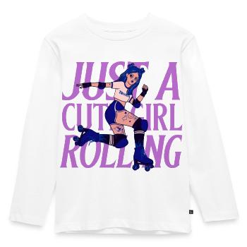 Girl with roller skates - Kids' Premium Longsleeve Shirt - white - Front - AI Model Kid Female (0cm)