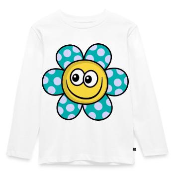 Green Yellow Happy Flower Cartoon - Kids' Premium Longsleeve Shirt - white - Front - AI Model Kid Female (0cm)