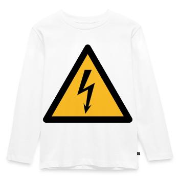 Hazard Symbol - High Voltage (2-color) - Kids' Premium Longsleeve Shirt - white - Front - AI Model Kid Female (0cm)