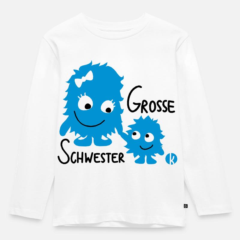 Große Schwester (3c) - Kinder Premium Bio Langarmshirt - Weiß