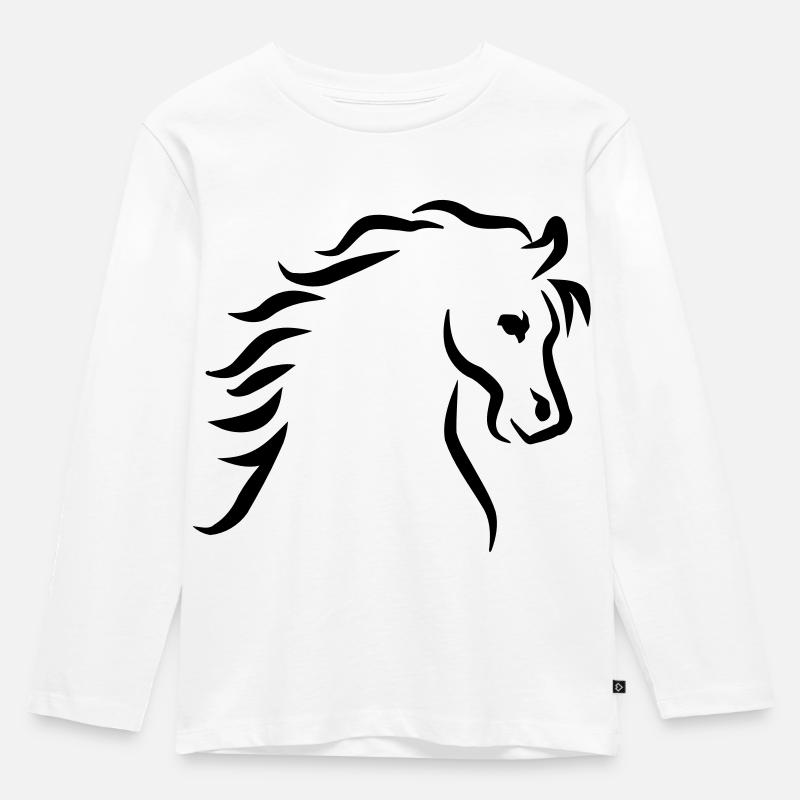 Pferd - Kinder Premium Bio Langarmshirt - Weiß