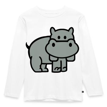 Nilpferd - Kinder Premium Bio Langarmshirt - Weiß - Vorne - AI Model Kid Female (0cm)