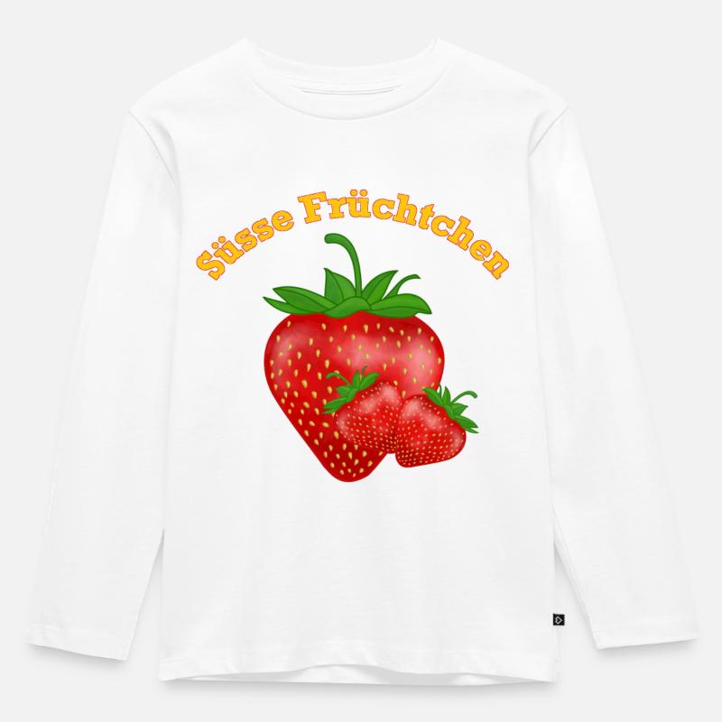 Süsse Früchtchen, Erdbeeren - Kinder Premium Bio Langarmshirt - Weiß