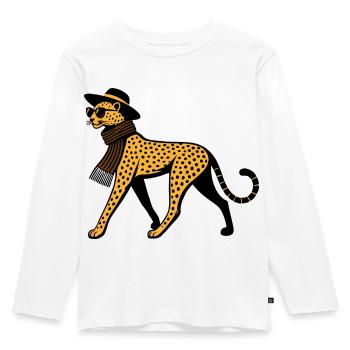 Leoparden-Chic - Kinder Premium Bio Langarmshirt - Weiß - Vorne - AI Model Kid Female (0cm)