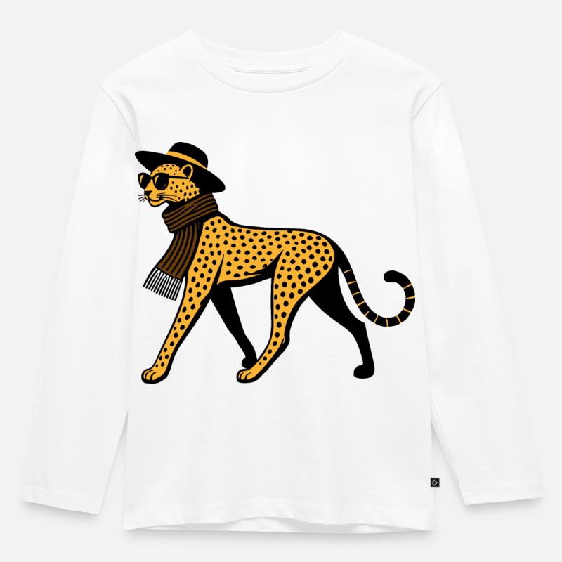 Leoparden-Chic - Kinder Premium Bio Langarmshirt - Weiß