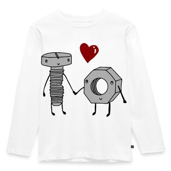 Boulon et écrou amoureux - T-shirt manches longues Premium Enfant - blanc - Devant - AI Model Kid Female (0cm)