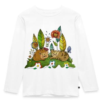 Katzen - Kinder Premium Bio Langarmshirt - Weiß - Vorne - AI Model Kid Female (0cm)