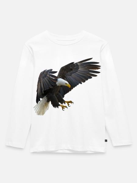 Adler - Kinder Premium Bio Langarmshirt - Weiß