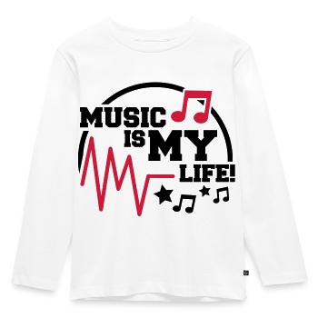 music_is_my_life_design_fa2 - Kids' Premium Longsleeve Shirt - white - Front - AI Model Kid Female (0cm)