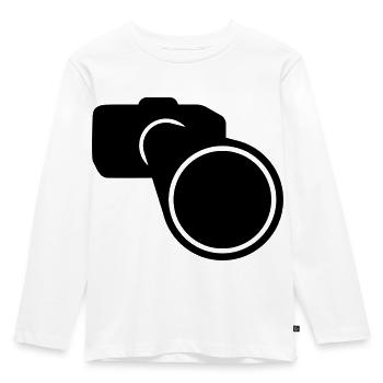 Kamera // Digitalkamera // Spiegelreflex // DSLR - Kinder Premium Bio Langarmshirt - Weiß - Vorne - AI Model Kid Female (0cm)