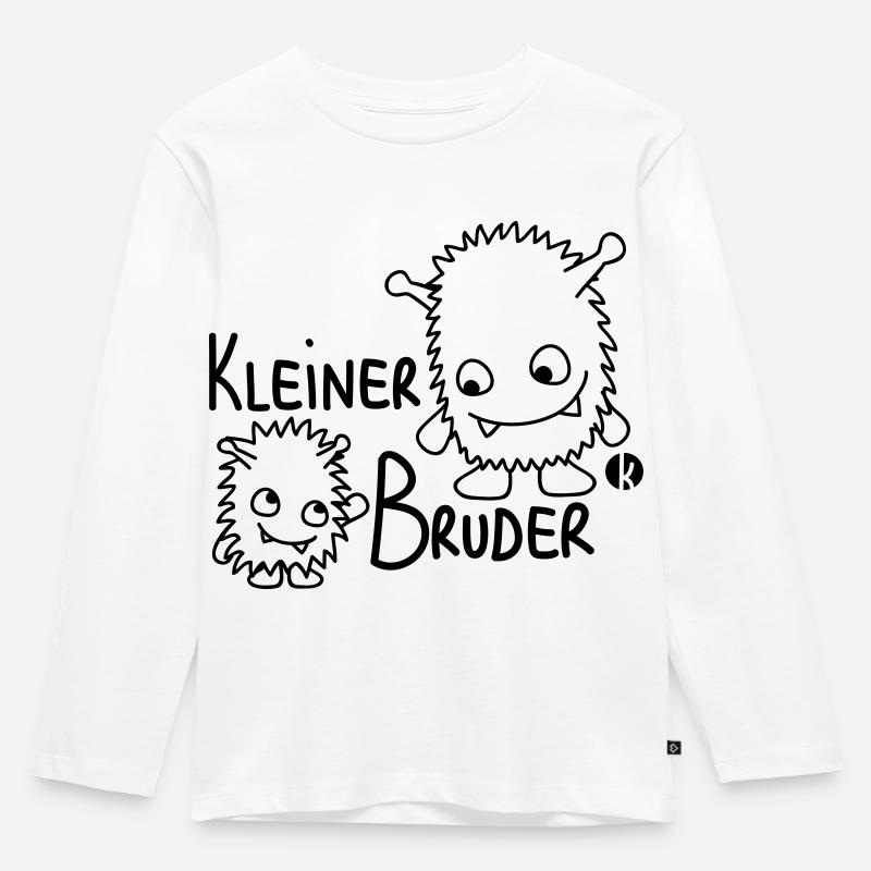 Kleiner Bruder - Kinder Premium Bio Langarmshirt - Weiß