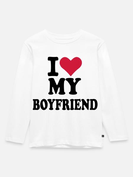 Boyfriend - vriend - Premium økologisk langærmet T-shirt til børn - hvid