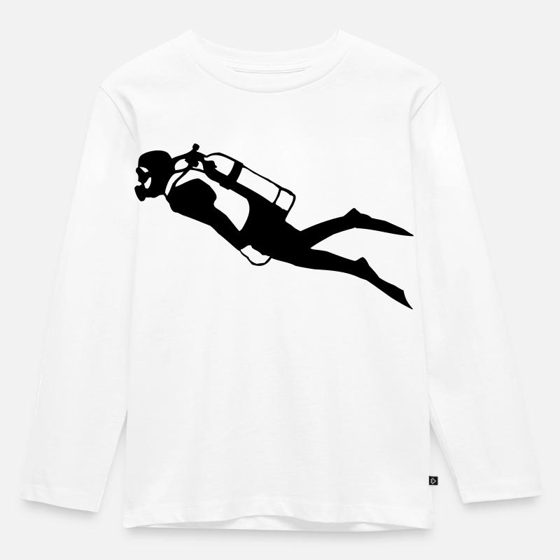 diver - taucher - Kinder Premium Bio Langarmshirt - Weiß