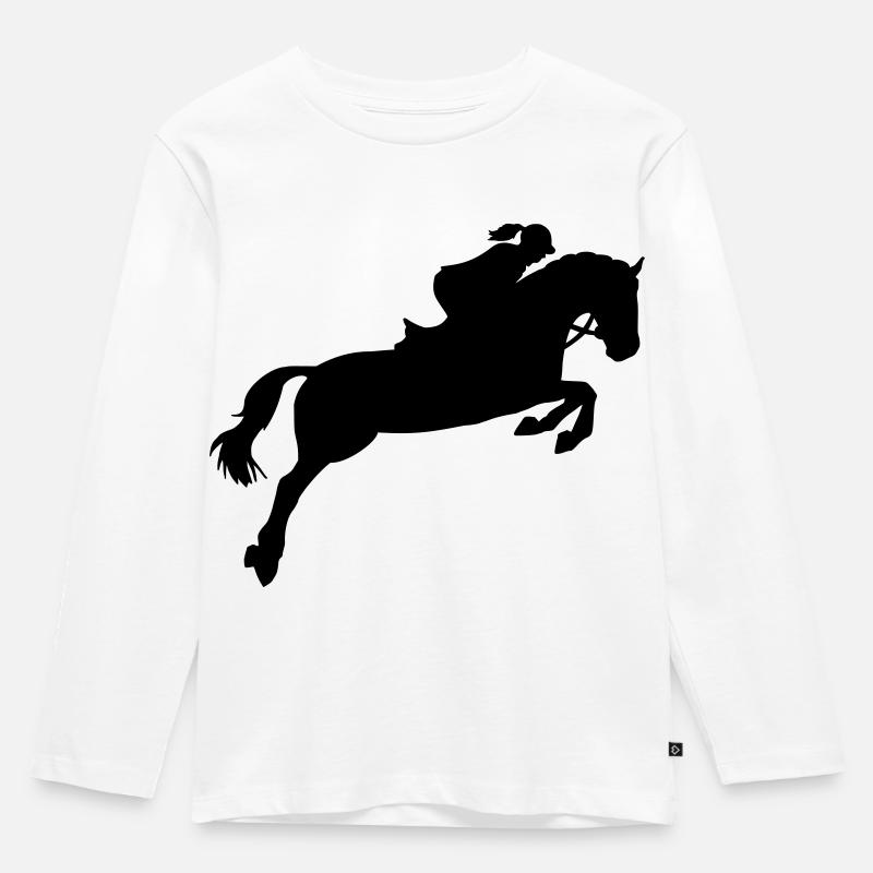 Springreiten - Kinder Premium Bio Langarmshirt - Weiß