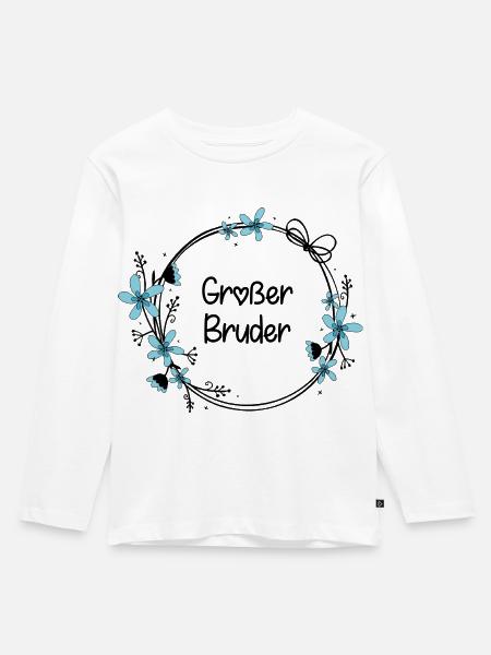 Großer Bruder - Kinder Premium Bio Langarmshirt - Weiß