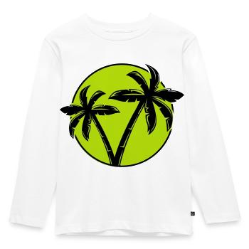 Palmier Silhouette Cercle 1 - T-shirt manches longues Premium Enfant - blanc - Devant - AI Model Kid Female (0cm)