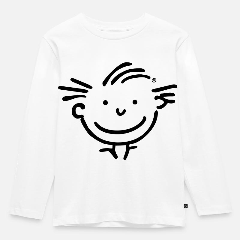 Kopf Junge - Kinder Premium Bio Langarmshirt - Weiß