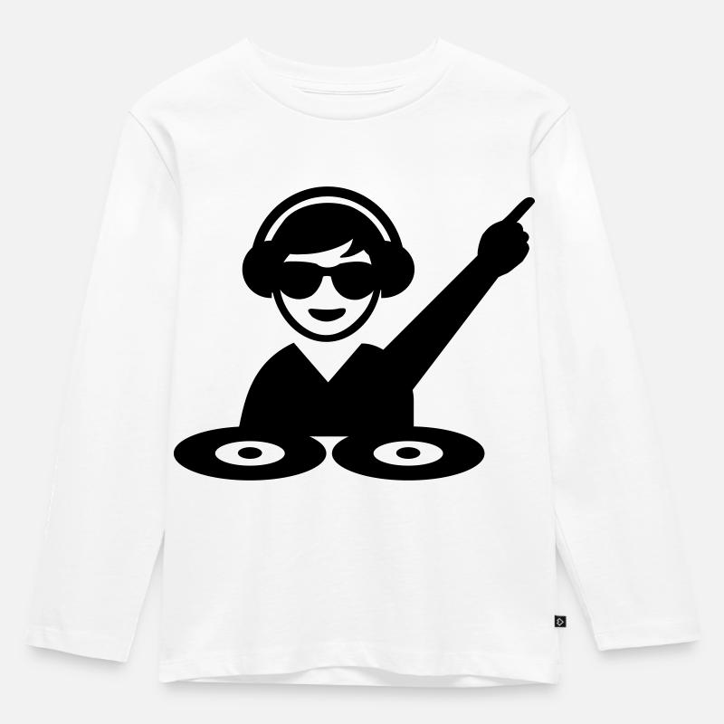 DJ - Kinder Premium Bio Langarmshirt - Weiß