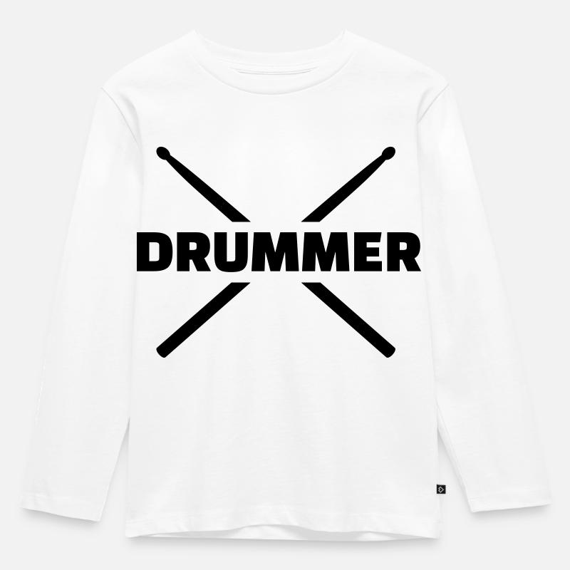 Drummer - Kinder Premium Bio Langarmshirt - Weiß