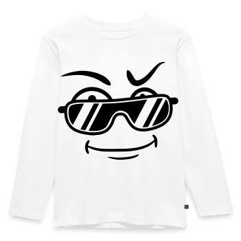 Cool Kerl Sonnenbrille Typ grinsen - Kinder Premium Bio Langarmshirt - Weiß - Vorne - AI Model Kid Female (0cm)