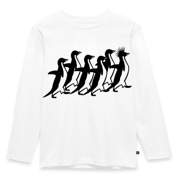 Pinguine Rudel - Kinder Premium Bio Langarmshirt - Weiß - Vorne - AI Model Kid Female (0cm)