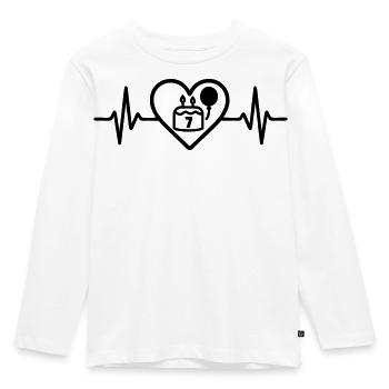 Herz Kindergeburtstag 7 Jahre Kuchen - Kinder Premium Bio Langarmshirt - Weiß - Vorne - AI Model Kid Female (0cm)