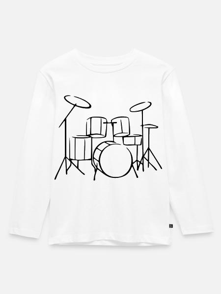 schlagzeug - Kinder Premium Bio Langarmshirt - Weiß
