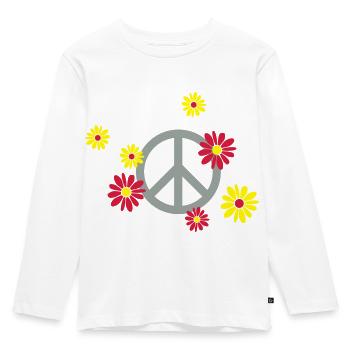 Peace-Zeichen Blume Flower Power Pazifist Aktivist - Kinder Premium Bio Langarmshirt - Weiß - Vorne - AI Model Kid Female (0cm)
