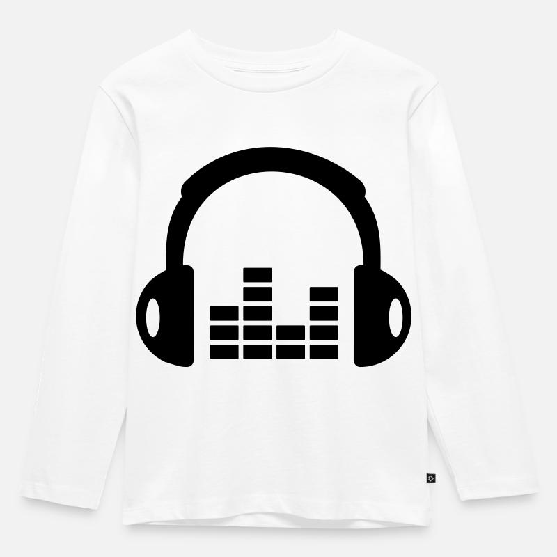Kopfhörer - Kinder Premium Bio Langarmshirt - Weiß