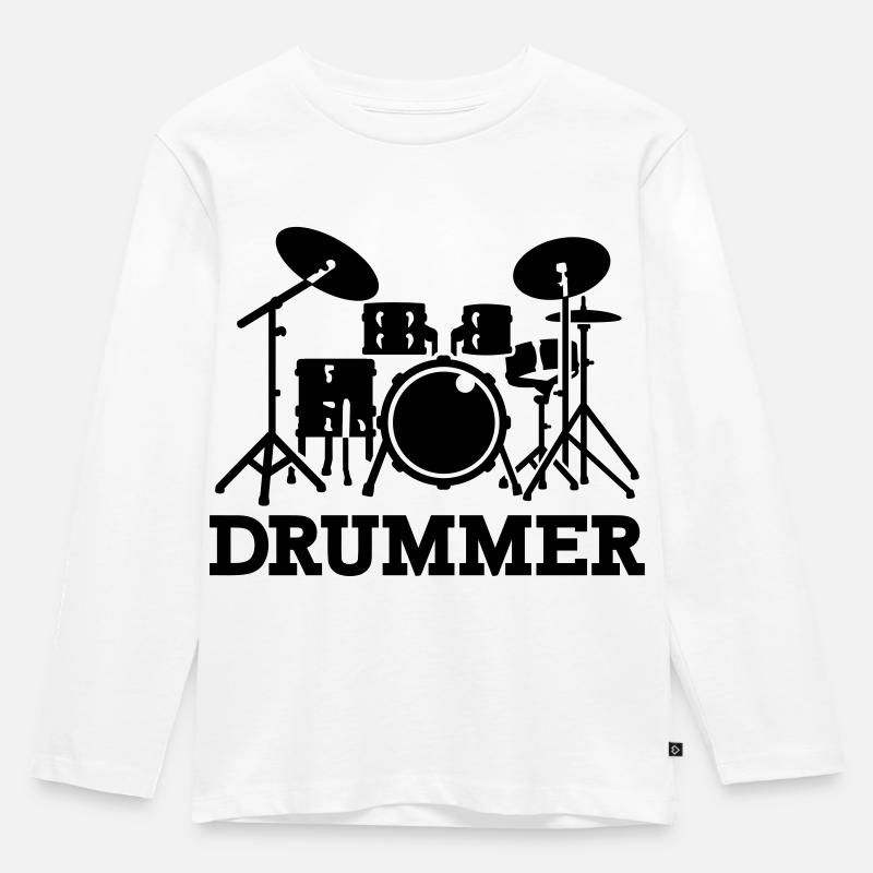 Drummer - Kinder Premium Bio Langarmshirt - Weiß