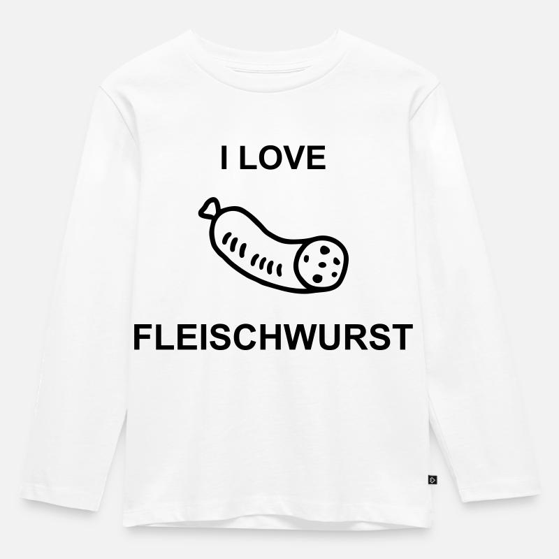 I Love Fleischwurst - Kinder Premium Bio Langarmshirt - Weiß