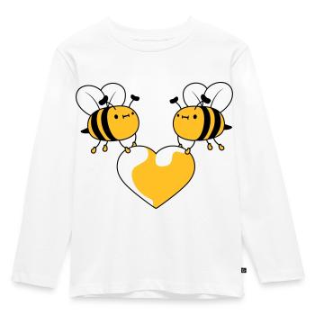 2 abeilles amoureuses - T-shirt manches longues Premium Enfant - blanc - Devant - AI Model Kid Female (0cm)