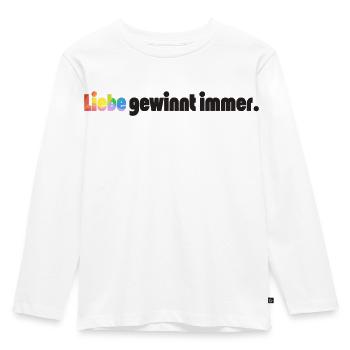 Liebe gewinnt immer Frieden Statement Vielfalt - Kinder Premium Bio Langarmshirt - Weiß - Vorne - AI Model Kid Female (0cm)
