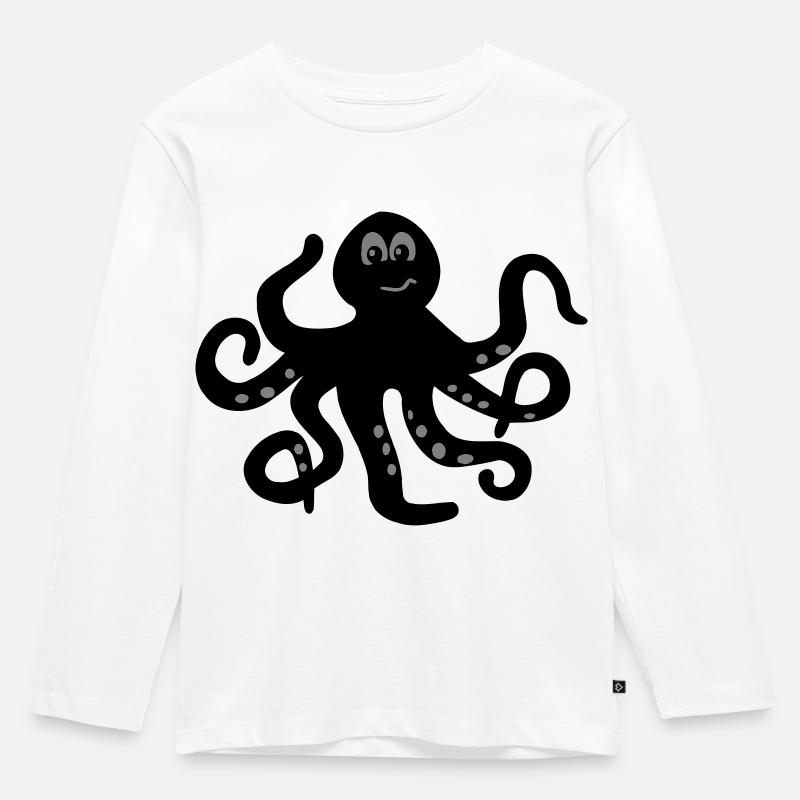 Krake - Kinder Premium Bio Langarmshirt - Weiß