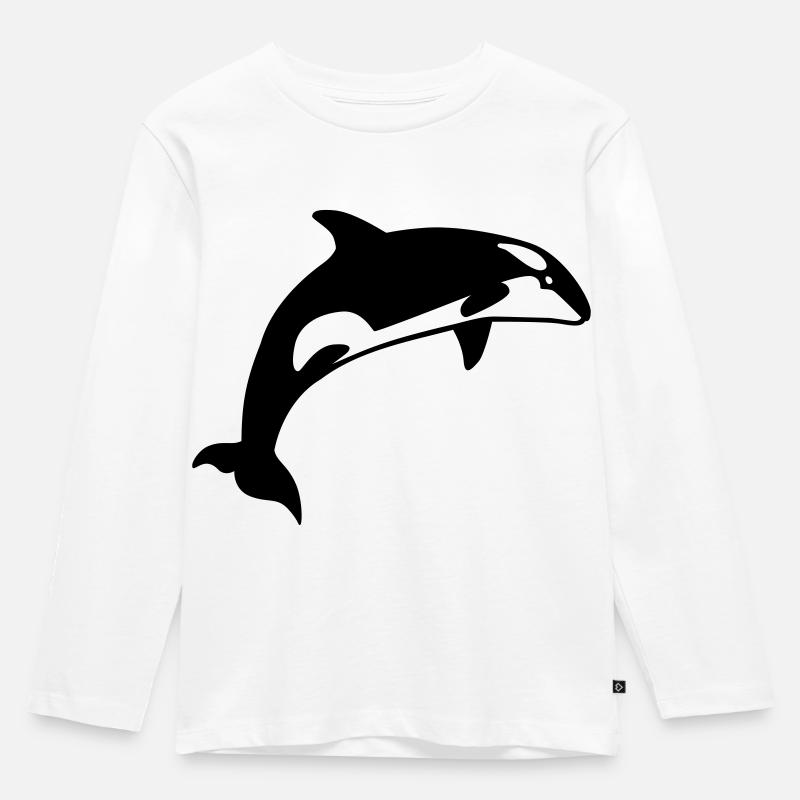 Wal - Kinder Premium Bio Langarmshirt - Weiß