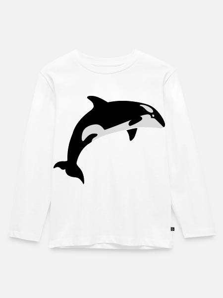 Wal - Kinder Premium Bio Langarmshirt - Weiß