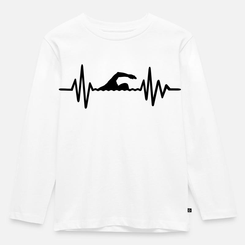 Schwimmen - Kinder Premium Bio Langarmshirt - Weiß