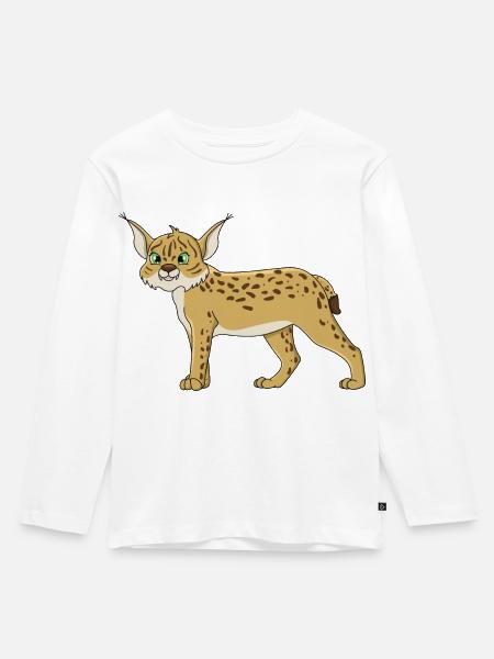 Luchs - Kinder Premium Bio Langarmshirt - Weiß