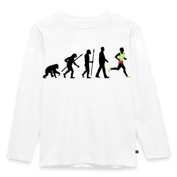 evolution_laufer_102012_a_3c - Kinder Premium Bio Langarmshirt - Weiß - Vorne - AI Model Kid Female (0cm)