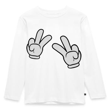 Comic Hands Peace Sign - Kinder Premium Bio Langarmshirt - Weiß - Vorne - AI Model Kid Female (0cm)