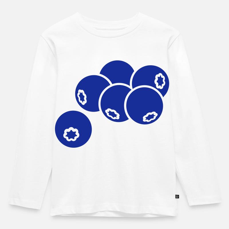 Blaubeere - Kinder Premium Bio Langarmshirt - Weiß