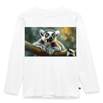 Cute animals chilling – ring-tailed lemur - Kids' Premium Longsleeve Shirt - white - Front - AI Model Kid Female (0cm)