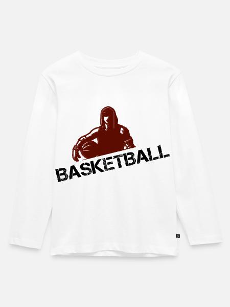 basketball - Kinder Premium Bio Langarmshirt - Weiß
