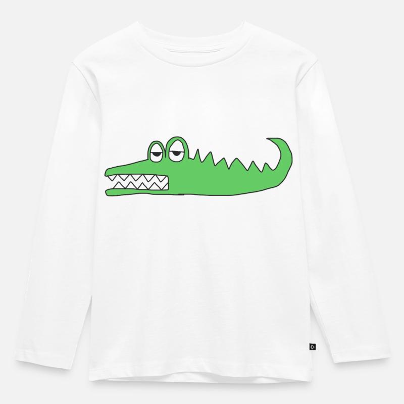 Krokodil - Kinder Premium Bio Langarmshirt - Weiß