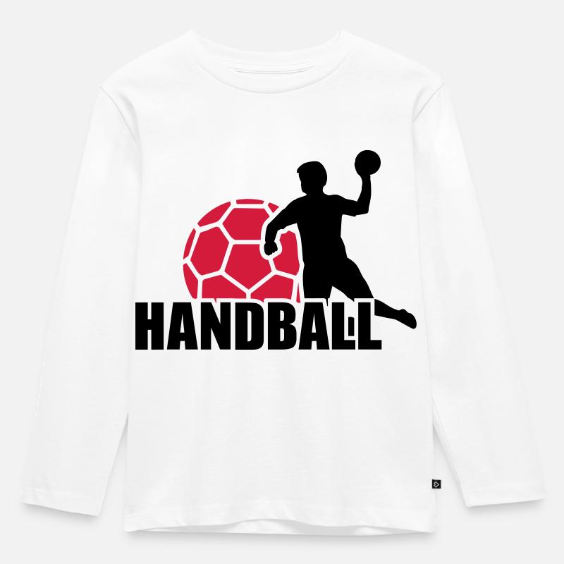 Handball - Kinder Premium Bio Langarmshirt - Weiß