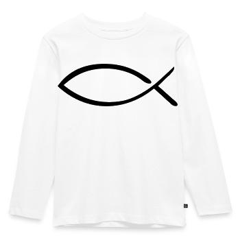 Jesus Fish - Kids' Premium Longsleeve Shirt - white - Front - AI Model Kid Female (0cm)