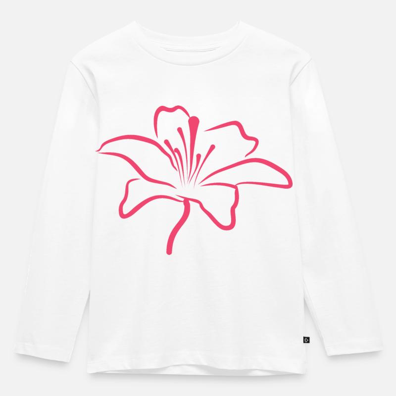 Bloomyvitae Blüte Rosa - Kinder Premium Bio Langarmshirt - Weiß