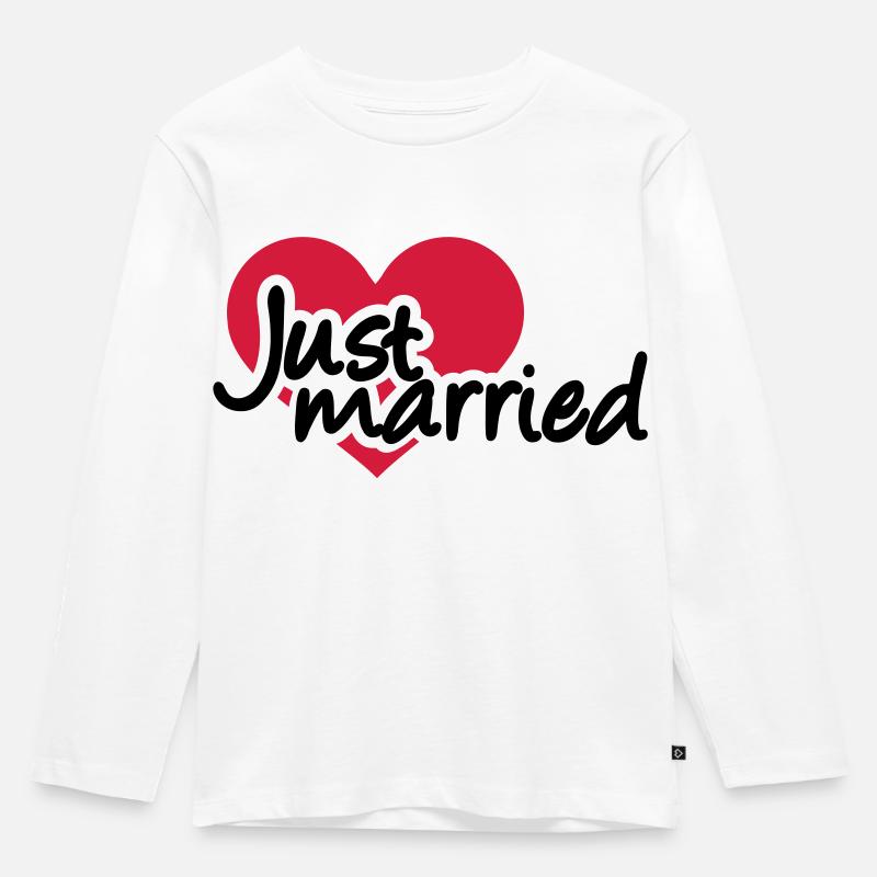 Just married - Kinder Premium Bio Langarmshirt - Weiß