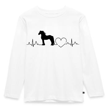 Friese Pferd Reiterin Reiten Herzschlag Herz Liebe - Kinder Premium Bio Langarmshirt - Weiß - Vorne - AI Model Kid Female (0cm)
